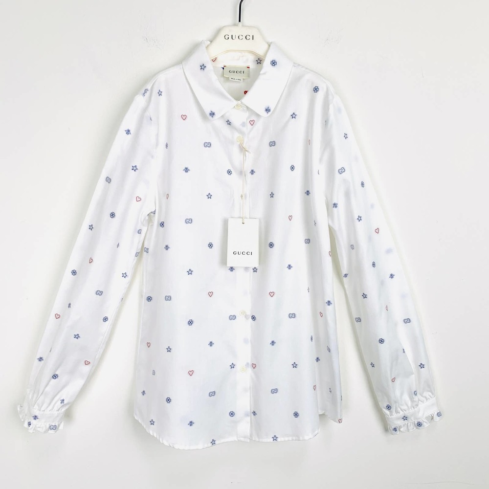 NWT Gucci Kids embroidered cotton-shirt Size 12
